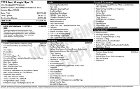 Photos of 2023 Jeep Wrangler Sport S for sale in Abrams, WI at Gregg Young Abrams Chrysler Dodge Jeep Ram