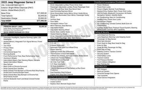 Photos of 2022 Jeep Wagoneer Series II for sale in Abrams, WI at Gregg Young Abrams Chrysler Dodge Jeep Ram