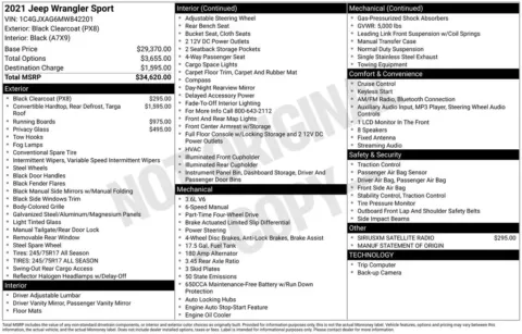 Photos of 2021 Jeep Wrangler Sport S for sale in Abrams, WI at Gregg Young Abrams Chrysler Dodge Jeep Ram