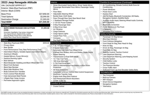 Photos of 2023 Jeep Renegade Altitude for sale in Abrams, WI at Gregg Young Abrams Chrysler Dodge Jeep Ram