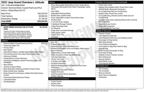 Photos of 2022 Jeep Grand Cherokee L Altitude for sale in Abrams, WI at Gregg Young Abrams Chrysler Dodge Jeep Ram