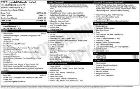 Photos of 2022 Hyundai Palisade Limited for sale in Abrams, WI at Gregg Young Abrams Chrysler Dodge Jeep Ram