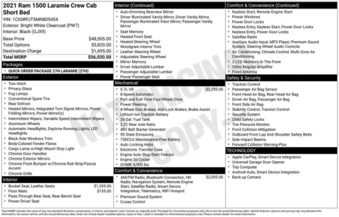 Photos of 2021 Ram 1500 Laramie for sale in Abrams, WI at Gregg Young Abrams Chrysler Dodge Jeep Ram