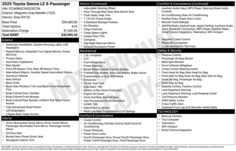 Photos of 2025 Toyota Sienna LE for sale in Hortonville, WI at Gregg Young Hortonville Ford
