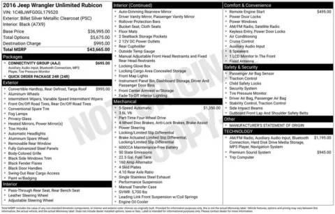 Photos of 2016 Jeep Wrangler Unlimited Rubicon for sale in Hortonville, WI at Gregg Young Hortonville Ford