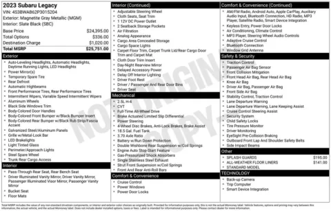 Photos of 2023 Subaru Legacy for sale in Hortonville, WI at Gregg Young Hortonville Ford