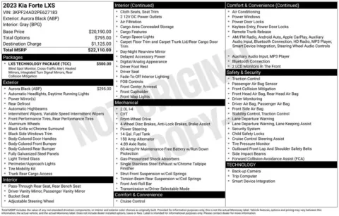 Photos of 2023 Kia Forte LXS for sale in Hortonville, WI at Gregg Young Hortonville Ford