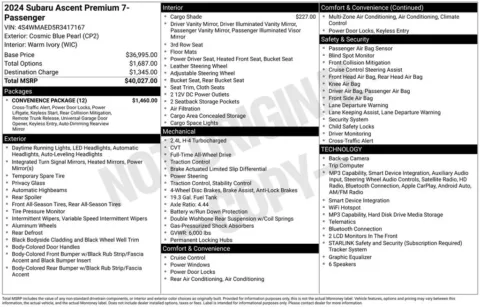 Photos of 2024 Subaru Ascent Premium for sale in Hortonville, WI at Gregg Young Hortonville Ford