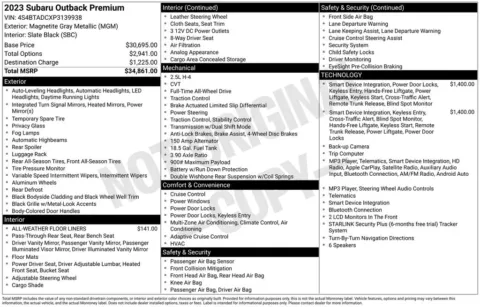 Photos of 2023 Subaru Outback Premium for sale in Hortonville, WI at Gregg Young Hortonville Ford