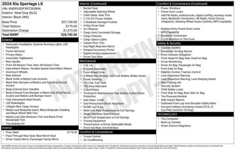 Photos of 2024 Kia Sportage LX for sale in Hortonville, WI at Gregg Young Hortonville Ford