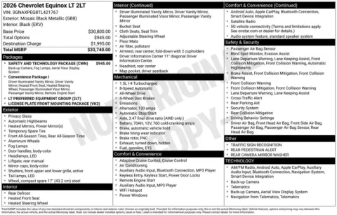 Photos of 2026 Chevrolet Equinox LT for sale in Atlantic, IA at Gregg Young Automotive of Atlantic