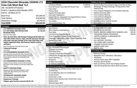 Photos of 2026 Chevrolet Silverado 2500HD LTZ for sale in Atlantic, IA at Gregg Young Automotive of Atlantic