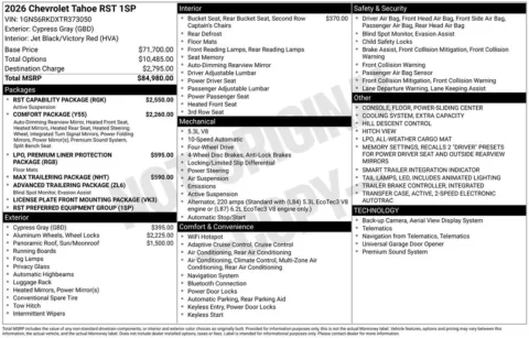 Photos of 2026 Chevrolet Tahoe RST for sale in Atlantic, IA at Gregg Young Chevrolet GMC Atlantic