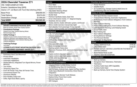 Photos of 2026 Chevrolet Traverse Z71 for sale in Atlantic, IA at Gregg Young Chevrolet GMC Atlantic
