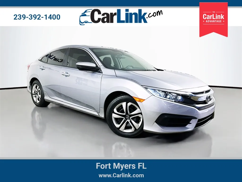 Silver 2018 Honda Civic LX for sale in Fort Myers, FL