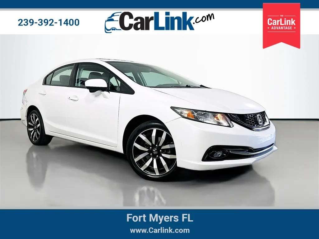White 2015 Honda Civic EX-L for sale in Fort Myers, FL