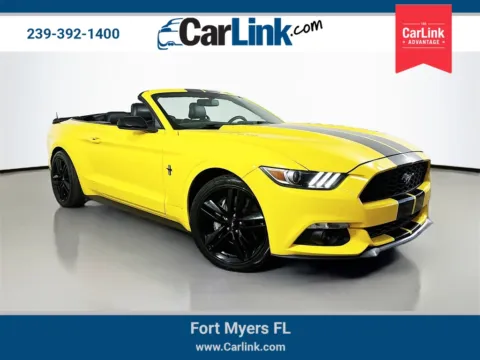 Yellow 2015 Ford Mustang EcoBoost Premium for sale in Fort Myers, FL