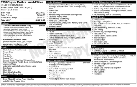 Photos of 2020 Chrysler Pacifica Launch Edition for sale in Columbus, NE at Gregg Young Chevrolet GMC of Columbus