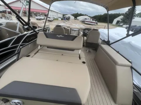 Photos of 2026 SUNCHASER GENEVA SPORT SPORT 23 SB DH TRIPLE 200HP BUNK TRAILER for sale in Fargo, ND at McLaughlin's RV and Marine