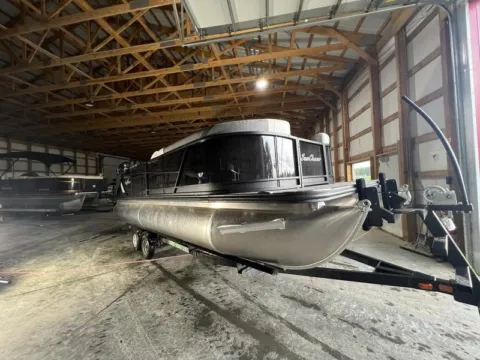 Black 2026 SUNCHASER GENEVA SPORT SPORT 23 SB DH TRIPLE 200HP BUNK TRAILER for sale in Fargo, ND