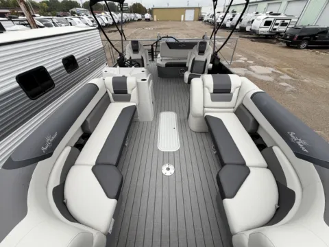 Black 2026 SUNCHASER GENEVA SPORT SPORT 25 SB DH TRIPLE 200HP BUNK TRAILER DEMO for sale in Fargo, ND