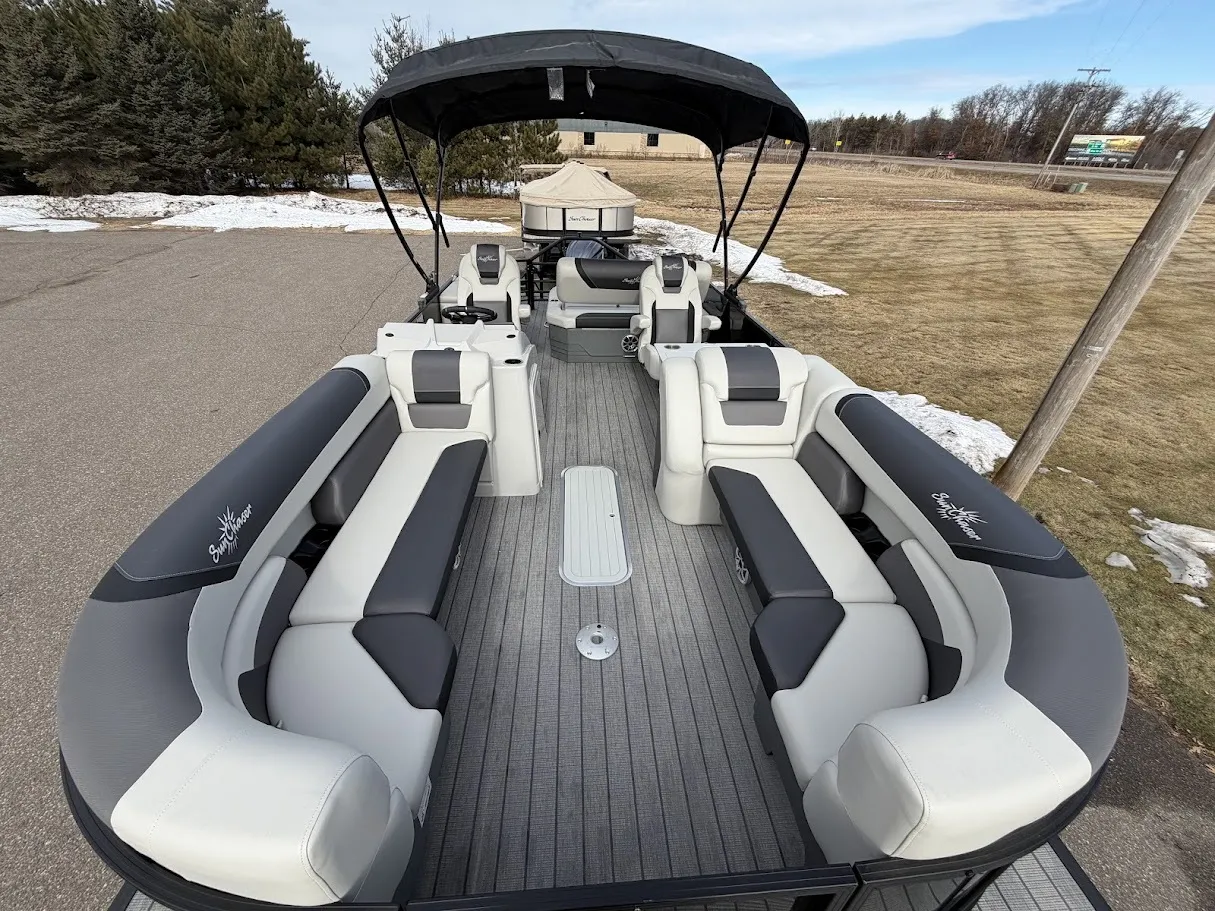 Black 2026 SUNCHASER GENEVA SPORT SPORT 25 SB DH TRIPLE 200HP BUNK TRAILER for sale in Brainerd, MN