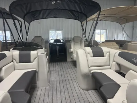 Blue 2025 SUNCHASER GENEVA 22 LR DH 150HP LEGS BUNK TRAILER DEMO for sale in Fargo, ND