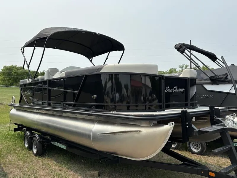 Black 2025 SUNCHASER GENEVA 24 LR DH 150HP BUNK TRAILER for sale in Fargo, ND