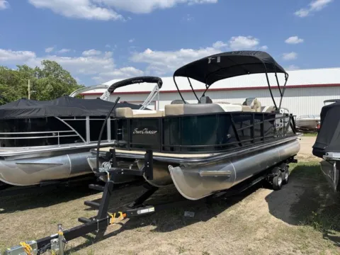 Black 2025 SUNCHASER ECLIPSE 23 SBX BAR DH TRIPLE 200HP BUNK TRAILER for sale in Fargo, ND
