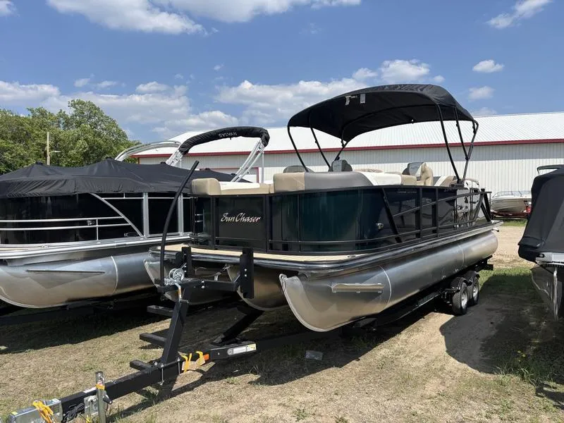 Black 2025 SUNCHASER ECLIPSE 23 SBX BAR DH TRIPLE 200HP BUNK TRAILER for sale in Fargo, ND