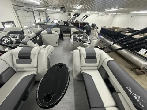 Photos of 2026 SUNCHASER GENEVA SPORT 23 LR DH TRIPLE 150HP BUNK TRAILER for sale in Fargo, ND at McLaughlin's RV and Marine