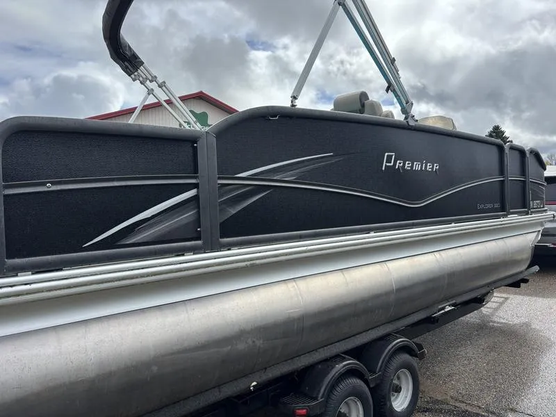 Black 2016 PREMIER EXPLORER 220 60HP LEGS BUNK TRAILER for sale in Fargo, ND