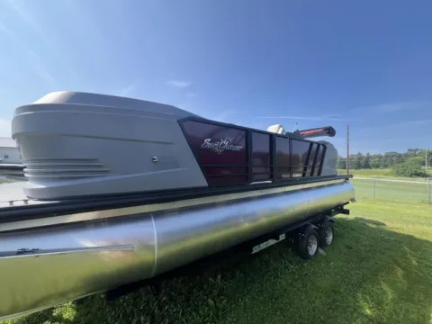 Red 2026 SUNCHASER LUCERNE SPORT 22 LR DH TRIPLE 150HP BUNK TRAILER for sale in Fargo, ND