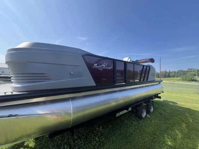Red 2026 SUNCHASER LUCERNE SPORT 22 LR DH TRIPLE 150HP BUNK TRAILER for sale in Fargo, ND