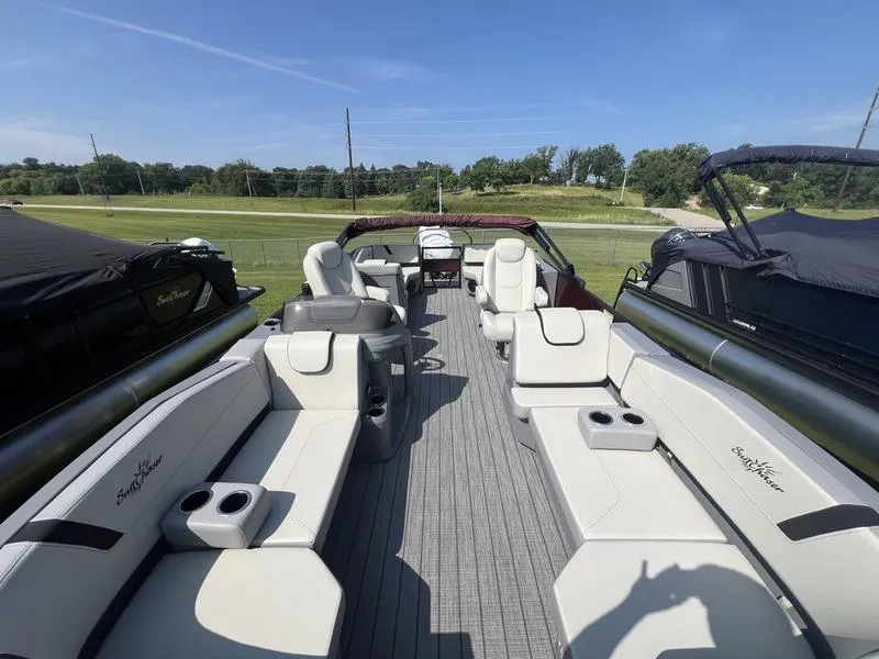 Red 2026 SUNCHASER LUCERNE SPORT 22 LR DH TRIPLE 150HP BUNK TRAILER for sale in Fargo, ND