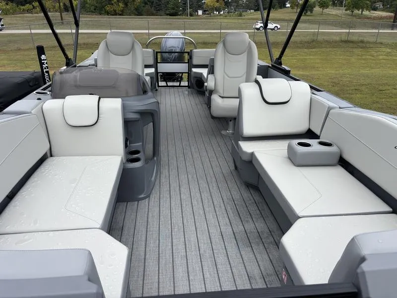 White 2026 SUNCHASER LUCERNE SPORT 22 LR DH TRIPLE 150HP BUNK TRAILER for sale in Fargo, ND