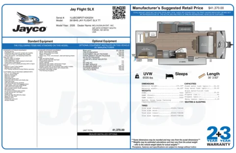 Another view of 2026 JAYCO JAY FLIGHT SLX 261BHS for sale in Fargo, ND at McLaughlin's RV and Marine