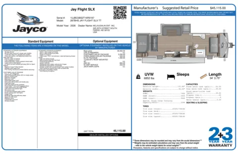 Unknown 2026 JAYCO JAY FLIGHT SLX 287BHS for sale in Fargo, ND