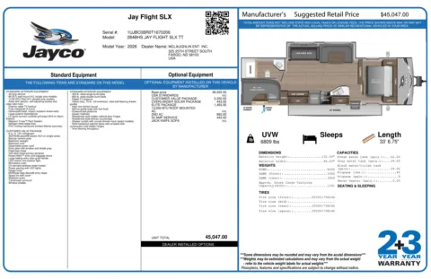 Another view of 2026 JAYCO JAY FLIGHT SLX 284BHS for sale in Fargo, ND at McLaughlin's RV and Marine