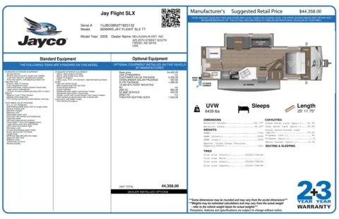 Another view of 2026 JAYCO JAY FLIGHT SLX 265MWS for sale in Fargo, ND at McLaughlin's RV and Marine