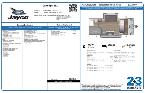 Another view of 2026 JAYCO JAY FLIGHT SLX 178DBS SE for sale in Fargo, ND at McLaughlin's RV and Marine - Fargo