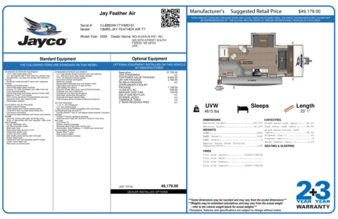 Another view of 2026 JAYCO JAY FEATHER 19MBS AIR for sale in Fargo, ND at McLaughlin's RV and Marine