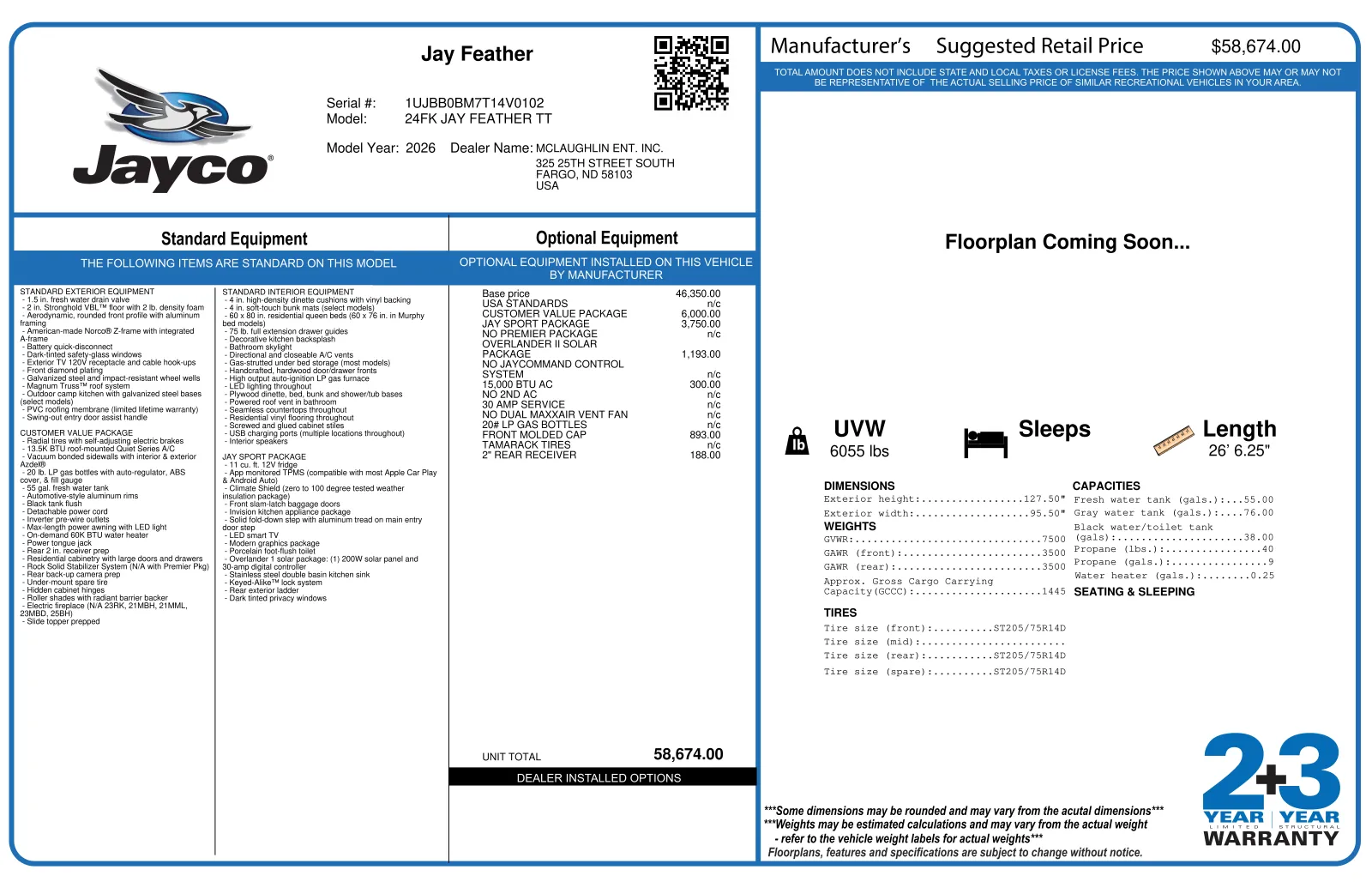 Another view of 2026 JAYCO JAY FEATHER 24FK for sale in Fargo, ND at McLaughlin's RV and Marine