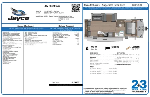 Another view of 2026 JAYCO JAY FLIGHT SLX 262RLS for sale in Fargo, ND at McLaughlin's RV and Marine