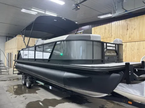 White 2026 SUNCHASER ECLIPSE 25 SB DH TRIPLE 300HP BUNK TRAILER for sale in Fargo, ND