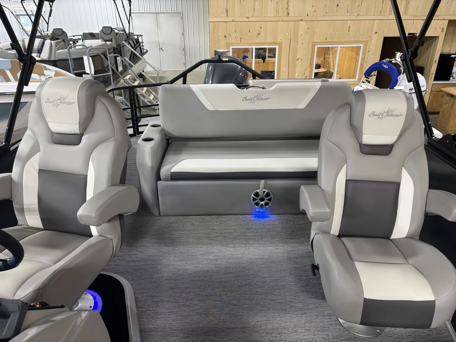 White 2026 SUNCHASER ECLIPSE 25 SB DH TRIPLE 300HP BUNK TRAILER for sale in Fargo, ND