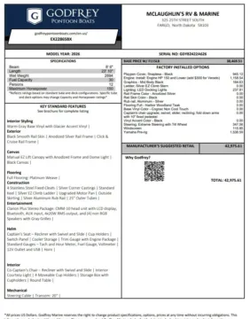 Unknown 2026 GODFREY SWEETWATER EXPERIENCE 2286 SBX 115HP BUNK TRAILER for sale in Fargo, ND