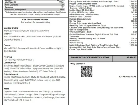 Unknown 2026 GODFREY SWEETWATER EXPERIENCE 2286 SBX 115HP BUNK TRAILER for sale in Fargo, ND