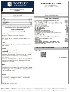 Black 2026 GODFREY XPERIENCE 2286 SBX 115HP BUNK TRAILER for sale in Fargo, ND