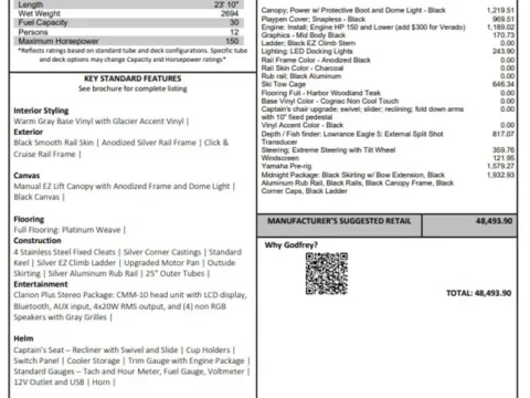 Unknown 2026 GODFREY SWEETWATER EXPERIENCE 2286 SBX 115HP BUNK TRAILER for sale in Fargo, ND